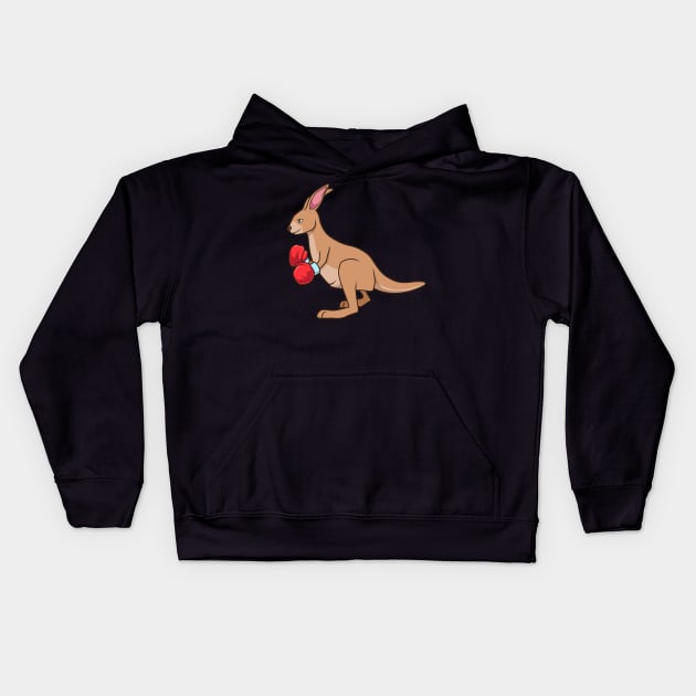 With Boxing Gloves - Cartoon Kangaroo Boxing Kids Hoodie by Modern Medieval Design